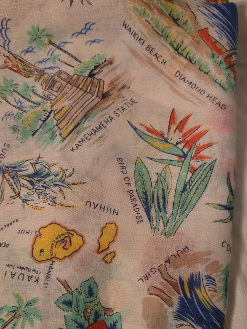 J. Crew Large White Tropical Hawaiian Print Pashmina Style Scarf